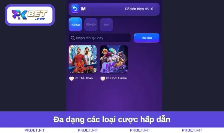 Đa dạng các loại cược hấp dẫn