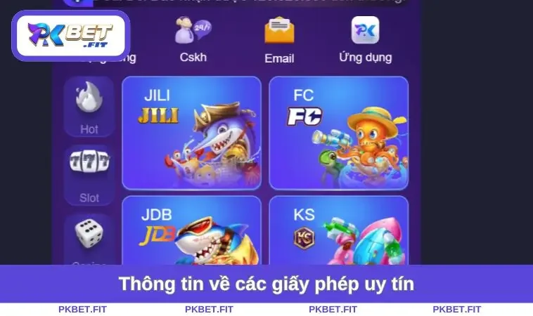 Thông tin về các giấy phép uy tín